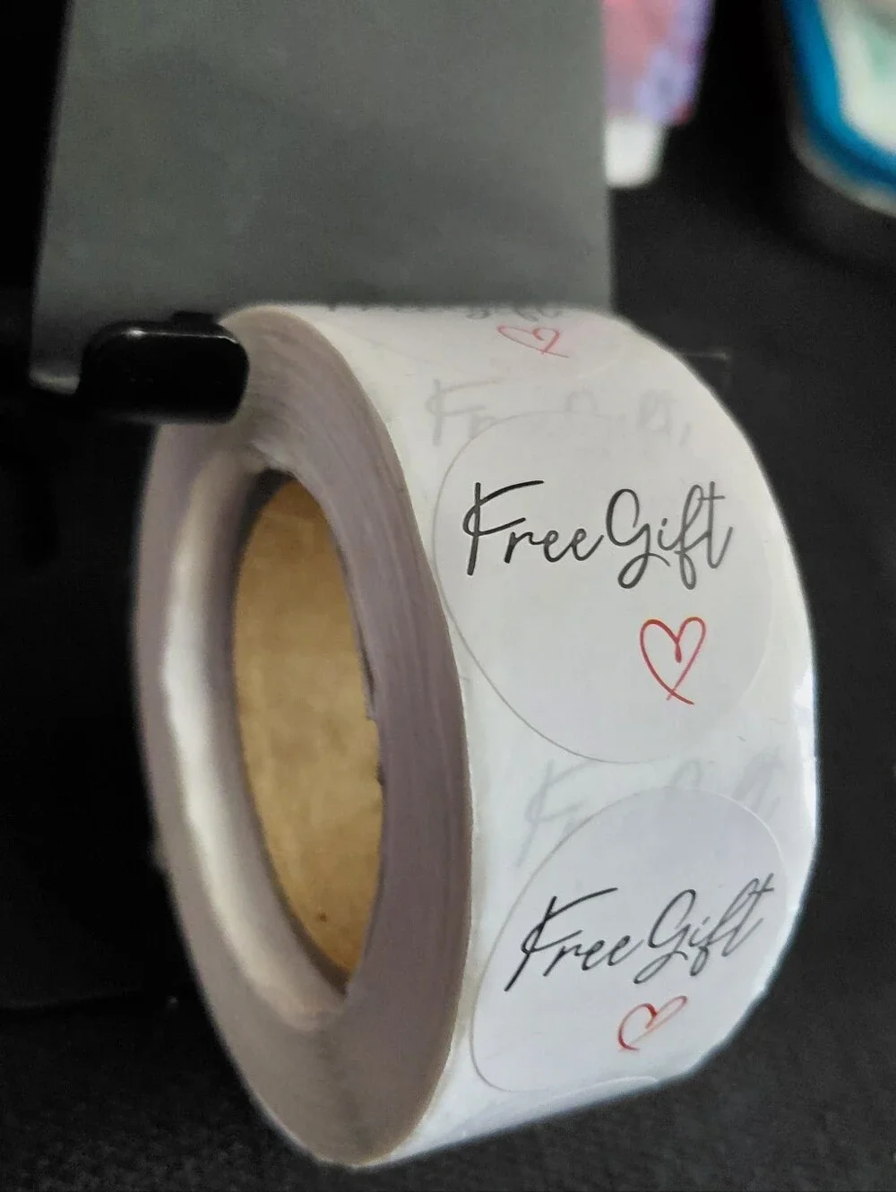 500ct. 'Free Gift' Sticker White with Black/Red Print Bonus 3 Random Polymailers